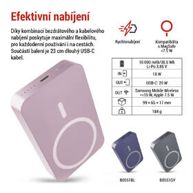 Powerbank EMOS WI 1046, 10 000 mAh, 20 W+Wireless ružový

 obrázok produktu 15 z 19