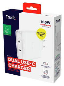 Nabíjačka do siete Trust MAXO 100W 2-Port GaN, USB-C biely

 obrázok produktu 14 z 14