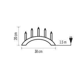 LED dekorácie EMOS svietnik na 5x žiarovku E10 drevený biely, oblúk, 20x38 cm, vnútorná, teplá biela 

 obrázok produktu 5 z 5