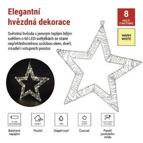 LED dekorácie EMOS 60 WINDOW STAR, 3AA, TIMER, WW priehľadná

 obrázok produktu 4 z 6