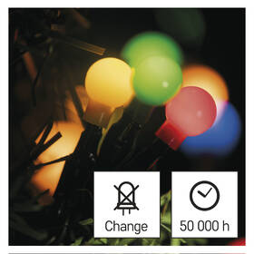 Vianočné osvetlenie EMOS 80 LED cherry reťaz - guličky, 8 m, vonkajšie aj vnútorné, multicolor, časovač 

 obrázok produktu 3 z 8