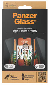 Tvrdené sklo PanzerGlass Privacy na Apple iPhone 15 Pro Max s instalačním rámečkem 

 obrázok produktu 3 z 3