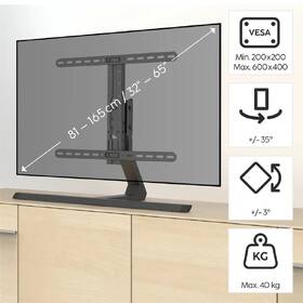 Stojan pre TV Hama Design, stolný, nastaviteľný, pre uhlopriečky 32"-65", nosnosť 40 kg čierny

 obrázok produktu 10 z 12