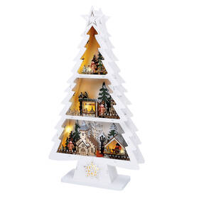LED dekorácie Solight drevený vianočný stromček s dekoráciami, 13x LED, biela, 53cm, 2x AA 

 obrázok produktu 1 z 5
