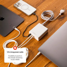 Nabíjačka do siete FIXED Charging Station, 2xUSB-C 1xUSB-A, GaN, PD 3.1, 140W biela

 obrázok produktu 7 z 13