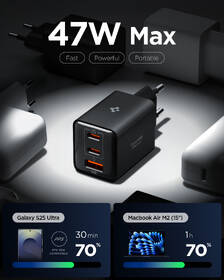 Nabíjačka do siete Spigen Essential 47W 2xUSB-C/1xUSB-A čierna

 obrázok produktu 3 z 8