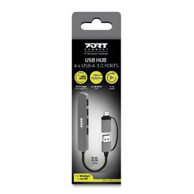USB Hub PORT CONNECT USB-A/USB-C, 4x USB 3.0 strieborný

 obrázok produktu 3 z 7