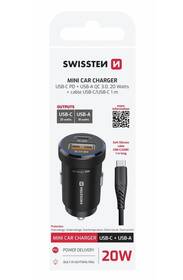 Adaptér do auta Swissten USB-C PD + USB-A, 20W + USB-C kábel 1m čierny

 obrázok produktu 3 z 3