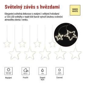 LED reťaz EMOS 125 WINDOW STARS, IP44, WW priehľadný

 obrázok produktu 1 z 5