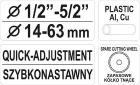Rezačka YATO YT-2234 14 - 63mm PVC, Al, Cu 

 obrázok produktu 3 z 3