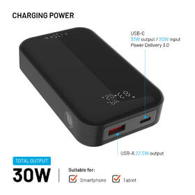 Powerbank FIXED Zen 10 Pro, 10 000 mAh, 30W, LCD displej čierny

 obrázok produktu 3 z 11