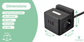 Kábel predlžovací Viking YC23HB, 2x zásuvka, 1x USB-A, 2x USB-C, svetlo, vypínač, stojan, 1,4m čierny

 obrázok produktu 5 z 5