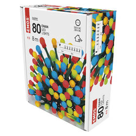 Vianočné osvetlenie EMOS 80 LED cherry reťaz - guličky, 8 m, vonkajšie aj vnútorné, multicolor, časovač 

 obrázok produktu 8 z 8