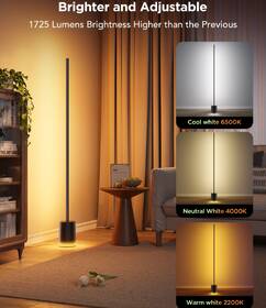 Stojacia lampa Govee Smart LED, RGBICWW + ovládač (Matter) 

 obrázok produktu 1 z 7