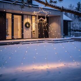 Vianočné osvetlenie Solight řetěz s hvězdou na vánoční strom, 212 LED, IP44, (2,1m) priehľadné

 obrázok produktu 2 z 7