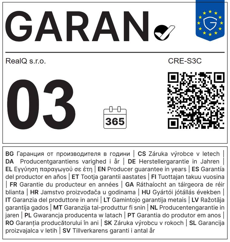Harmonizovaný štítek pro obchodní záruku (GARANCE+)