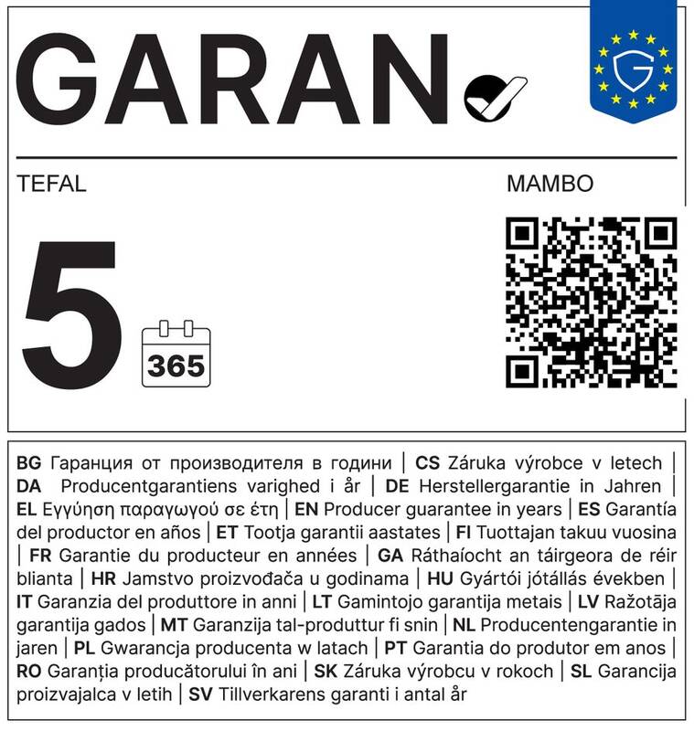 Harmonizovaný štítek pro obchodní záruku (GARANCE+)