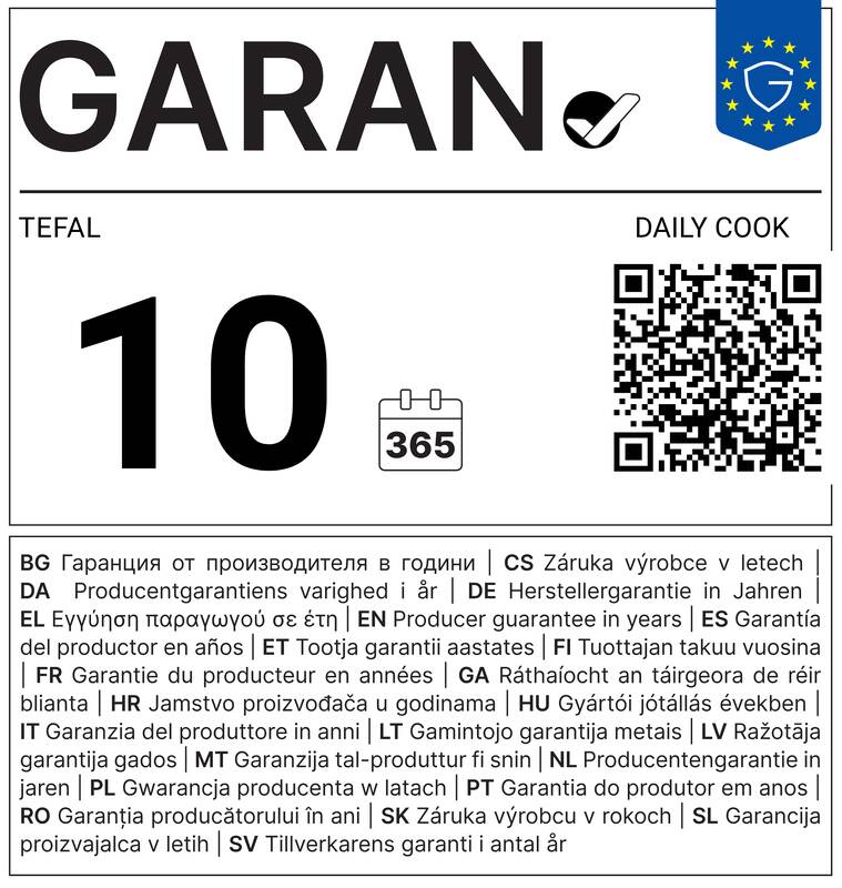 Harmonizovaný štítek pro obchodní záruku (GARANCE+)