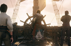 Tri postavy na lodi ožiarenej slnkom, screenshot z traileru na Assassin's Creed Black Flag Resynced